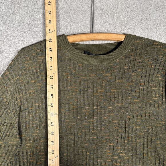 Jhane Barnes Sweater Mens Size M Olive Green Silk Blend 3D Knit Normcore Grandpa - Picture 5 of 16